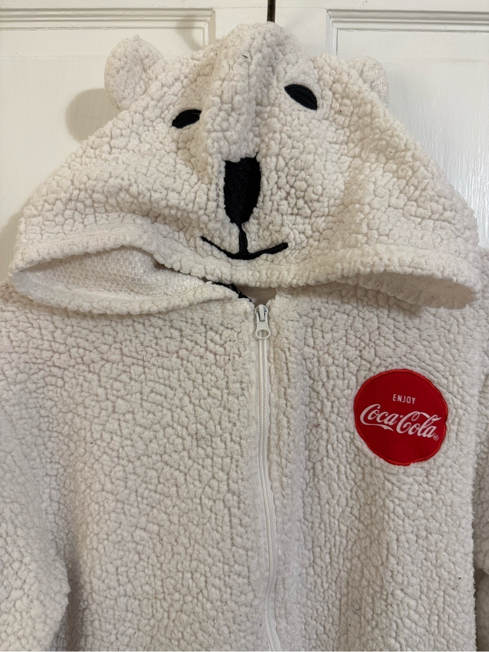 Coca-Cola white Sherpa Bear Zip Hoodie Onesie